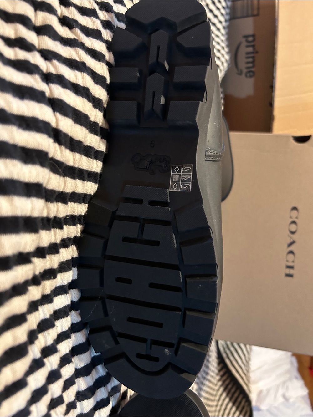 COACH Black Short Women's Rain Boots with Lug Sole - Picture 10 of 11